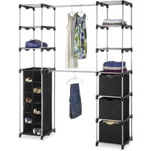 Expandable Laundry Organizer with Closet Rods and Shelves