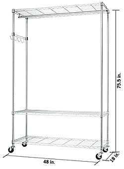 Rolling Metal Wire Clothing Rack Dimensions