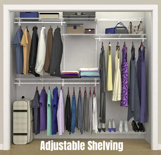 ClosetMaid - ShelfTrack Adjustable 4-Shelf Closet Organizer 5' - 8' W, White