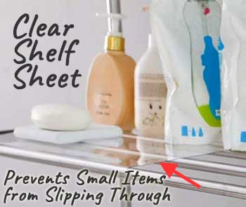 Clear Shelf Sheet on Wire Shelf Prevents Smaller Items from Slipping Through Gaps