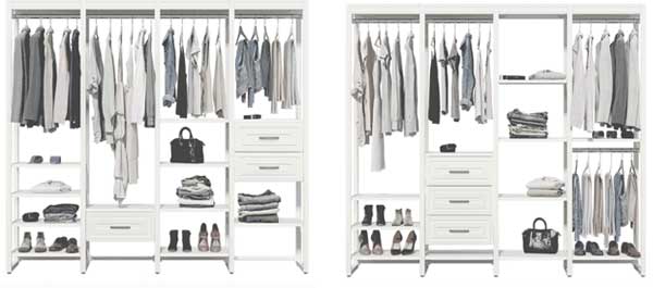 Closet Organizer Configurations - Move Drawers and Shelves within Freestanding Wardrobe Kit to Create Your Perfect Closet