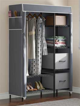 Freestanding Wardrobe with Cover that Zips Shut