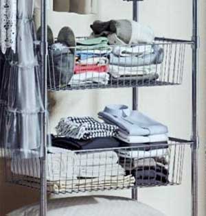 Pull-Out Drawers in Freestanding Wire Shelf Organizer
