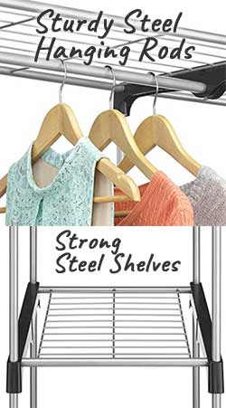 Strong Steel Wire Shelving Unit for Hanging Clothes, Holding Supplies